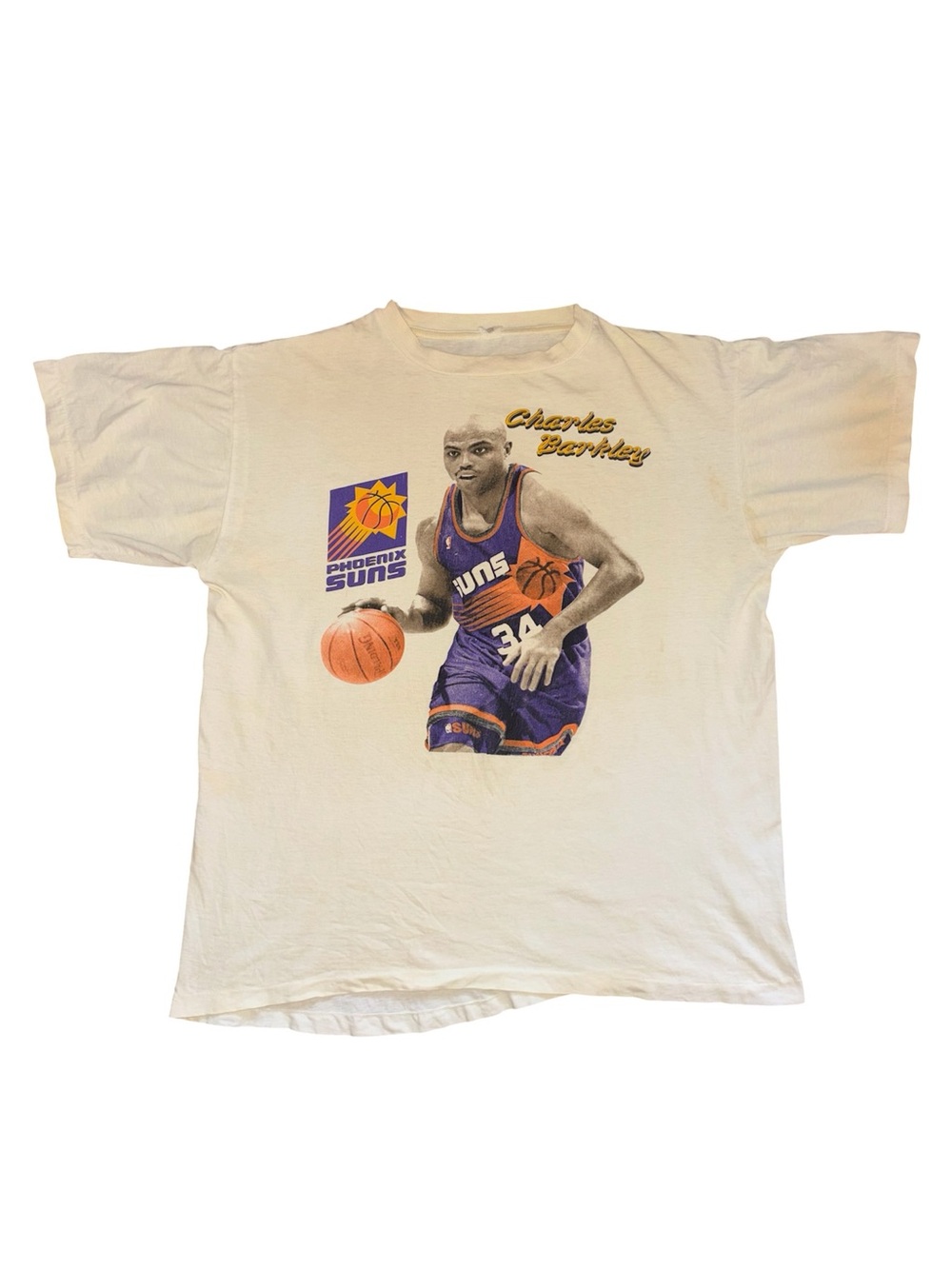 VTG Charles Barkley Phoenix Suns single stitch tshirt AS IS thrashed stained